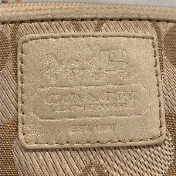 COACH off white wristlet with silver hardware - Picture 7 of 8